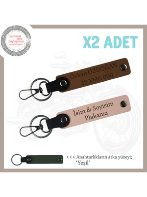 Araba Tutkunlarına Özel, Istenilen Isim ve Plaka Yazılabilen X2LI Anahtarlık, Yavruağzı-Kahve-Ysl