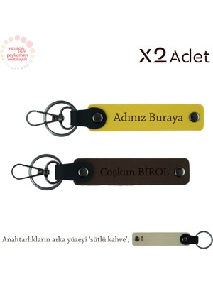Doktora Yılbaşı Sürprizi, Isimli 2’li Anahtarlık Takımı, Sarı-Koyu Kahve-Sütlü Kahve