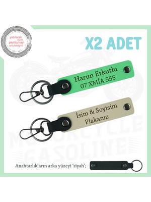 Miaju Sürücülere Özel Isimli ve Plakalı X2 Anahtarlık – Sürpriz Hediye Seçeneği, Sütlü Kahve-F Yeşil-Syh