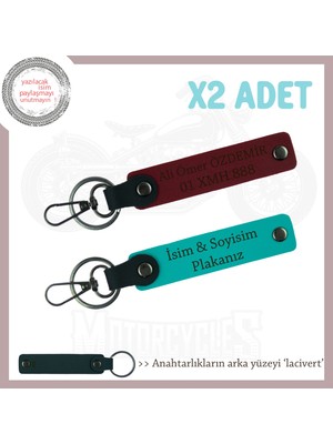 Miaju Sürücülere Özel Isimli ve Plakalı X2 Anahtarlık – Sürpriz Hediye Seçeneği, Koyu Turkuaz-Bordo-Laci