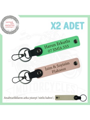 Miaju Ekiplere Özel Hediyelik Set, Isim ve Plaka Yazılabilen X2'li Anahtarlık, Yavruağzı-F Yeşil-Sk