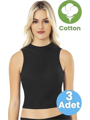 Uniquetrenders Kadın 3'lü Balıkçı Yaka Raporlu Ribana Yarım Atlet Pedli Crop Büstiyer