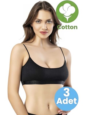 Uniquetrenders Kadın 3'lü Ip Askılı Kaşkorse Pedli Crop Büstiyer