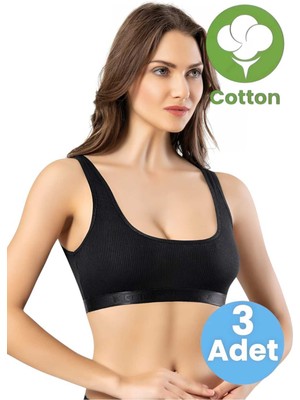 Uniquetrenders Kadın 3'lü Geniş Askılı Kaşkorse Pedli Crop Büstiyer