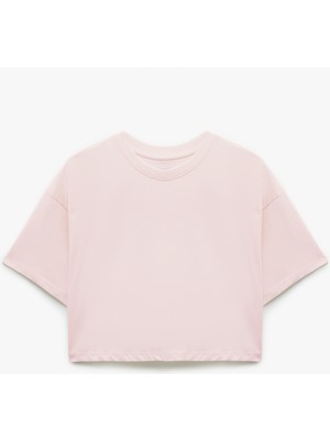 Koton Pamuklu Rahat Kesim Bisiklet Yaka Crop Spor Tişört