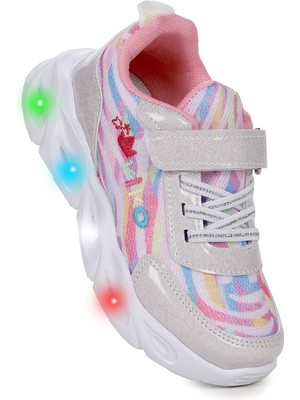 Kiko Kids Teno Cırtlı Işıklı Kız Çocuk Spor Ayakkabı
