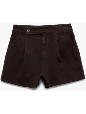 Koton Yüksek Bel Kemer Detaylı Pamuklu Cepli Mini Şort