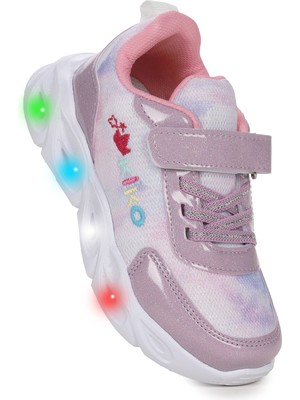 Kiko Kids Teno Cırtlı Işıklı Kız Çocuk Spor Ayakkabı