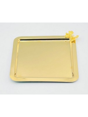 Interlife Gold Lüks Sunumluk 22X22 Kare Kelebekli ( 3 Adet )