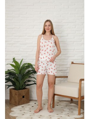 Kirazlı Askılı Şortlu Pijama Takımı