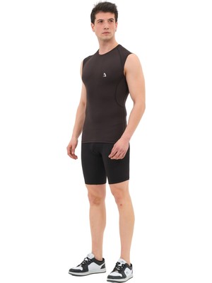 Kolsuz Compression Spor Body Gym Fitness Biker T-Shirt