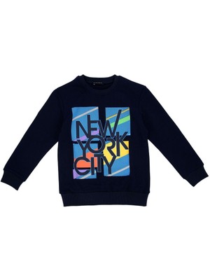 Erkek Çocuk Lacivert Baskılı Sweatshirt