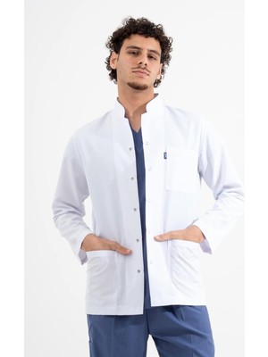 Uçak Medikal Beyaz Ceket Boy, Uzun Kol, Hakim Yaka, Doktor Önlüğü