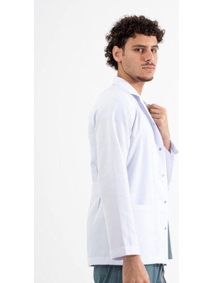 Uçak Medikal Beyaz Ceket Boy, Uzun Kol, Klasik Yaka, Doktor Önlüğü