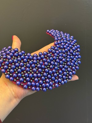 Gönülden Tasarım Mavi Boncuk Işleme Yaka Dikiş Giyim Aksesuarı 18 cm