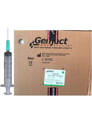 Genject - 5ml 3parça Yeşil Kısa Iğneli Enjektör - 1000 Adet