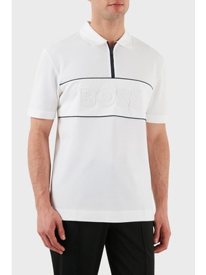 Boss % 100 Pamuk Regular Fit Yarım Fermuarlı Polo Yaka T Shirt Erkek Polo Yaka T Shirt 50505542 100