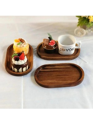 Sammwood 4 Lü Ahşap Tepsi Çay Tepsisi Kahve Tepsisi Sunum Tepsisi Sunumluk