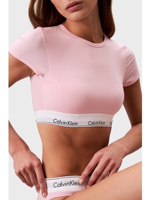 Calvin Klein Pamuk ve Modal Karışımlı Slim Fit Logolu Top LV00QF7213SQL Bayan Top LV00QF7213 Sql