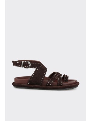 Siyah Deri Kadın Parmak Arası Sandalet