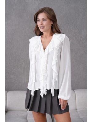 Uzun Kol Kırinkıl Yazlık Dokuma Bluz