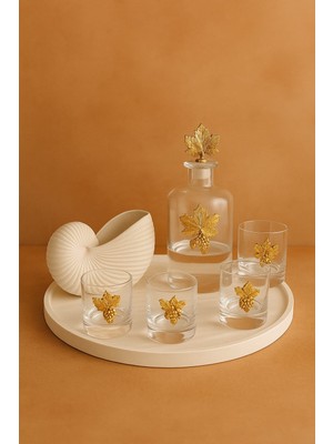 El Yapımı Salyangoz Figürlü Viski Seti – Tepsili 5 Parça Özel Tasarım