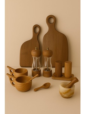 10 Parça El Yapımı Ahşap Mutfak Seti – Doğal, Özgün ve Fonksiyonel Tasarım