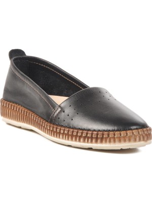 231747 Z Siyah Hakiki Deri Kadın Terlik