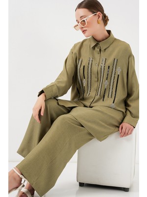 Desenli Tunik Pantolon Ikili Takım 6720 - Çağla