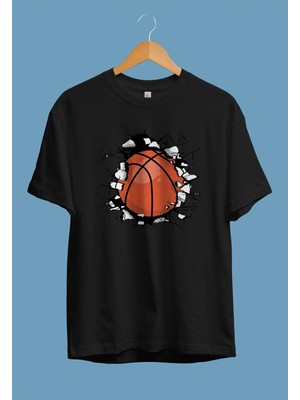 Cakkey Oversize Duvar Basketbol Topu Oyun Oyuncu Spor Tasarım Baskılı  T-Shirt