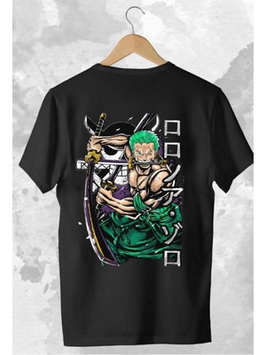 Cakkey One Piece: Roronoa Zoro Baskılı Oversize Anime  %100 Pamuklu T-Shirt