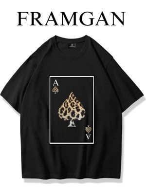 Cakkey Kadın Leoparlı Iskambil Kağıdı Baskılı T-Shirt