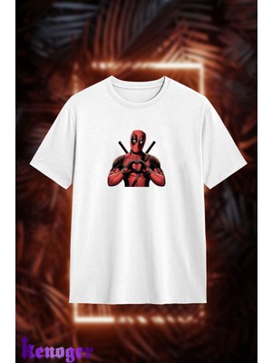 Cakkey Deadpool Marvel Baskılı Bisiklet Yaka Tişört