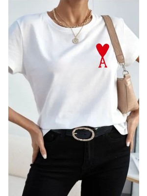 Cakkey Ami Paris Baskılı Oversize %100 Pamuk Bisiklet Yaka Boyfriend T-Shirt