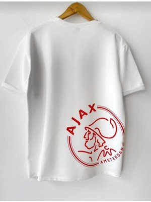 Cakkey Beyaz Ajax Baskılı Oversize  T-Shirt