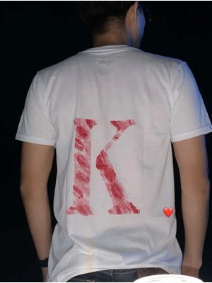 Sevgiliye Harfli Öpücük Kiss Design Baskılı Oversize Unisex T-Shirt