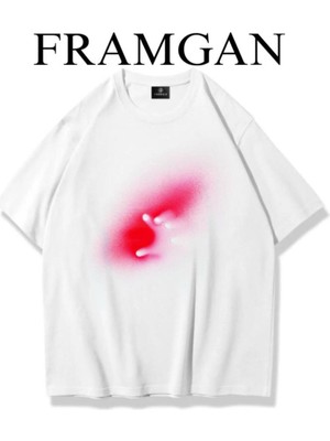 Cakkey Baskılı Beyaz Bisiklet Yaka T-Shirt