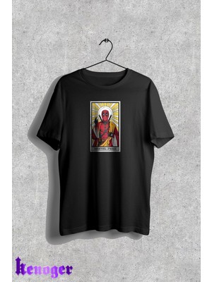 Cakkey Deadpool Marvel Jesus Baskılı Bisiklet Yaka Tişört