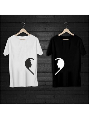 Sevgili T-Shirt Kombini Siyah ve Beyaz Oversize