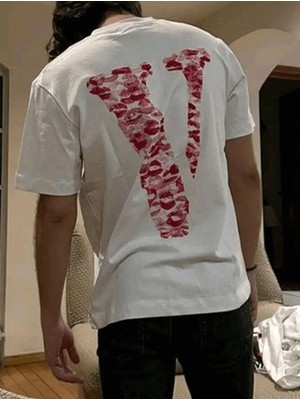 Sevgiliye Harfli Öpücük Kiss Design Baskılı Oversize Unisex T-Shirt