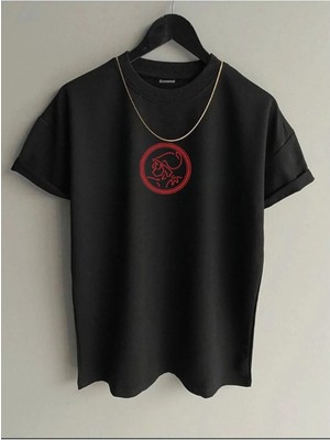 Cakkey Ajax Baskılı Bisiklet Yaka Unisex Oversize Tişört