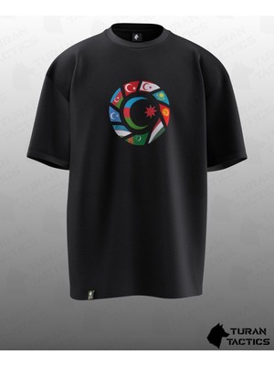 Cakkey Azerbaycan Detaylı Turan Tasarımlı Oversıze Unısex T-Shırt