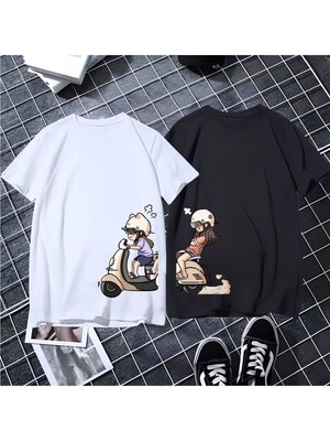 Cakkey 2 Li  Oversize Çift Arkadaş Sevgili Kardeş  Sevgililer Günü Anime Doğum Günü T-Shirt Tişört