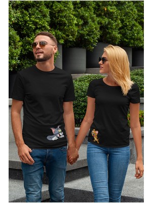 Cakkey Oversize Tom And Jerry Baskılı Sevgili T-Shirt