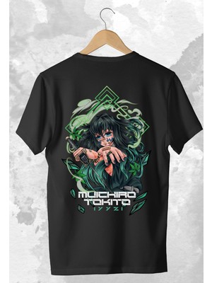 Cakkey Demon Slayer: Kimetsu No Muichiro Tokito Baskılı Oversized Anime Tshirt