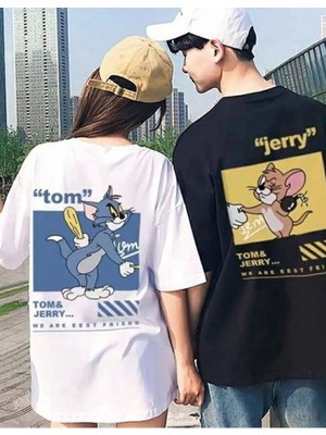 Cakkey 2 Li Çift Sevgililer Günü Özel Tasarımlı Hediye Doğum Günü Kombin Unisex Oversize Tişört T-Shirt