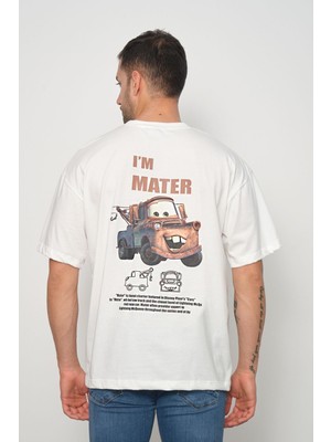Cakkey I'm Mater Mcqueen Cars Arabalar Ön Arka Baskı Detaylı Oversize  Tişört T-Shirt
