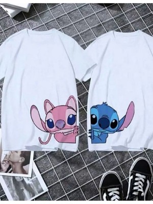 2 Li Çift Sevgililer Günü Özel Tasarımlı Hediye Doğum Günü Kombin Unisex Oversize Tişört T-Shirt