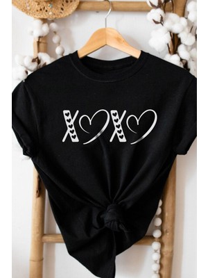 Cakkey Xoxo Sevgililer Günü Kalp Tişört