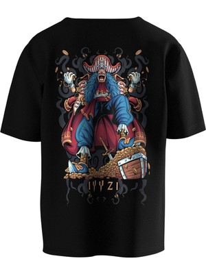 Cakkey One Piece: Buggy / Bagi Baskılı Oversized Anime Tshirt